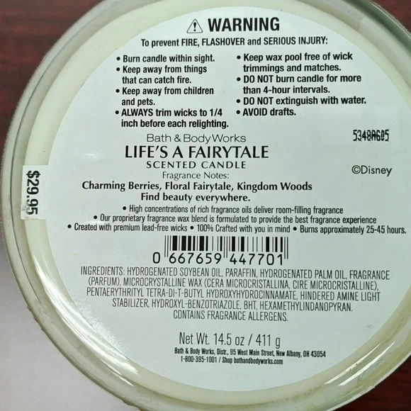 Bath & Body Works Disney Princesses LIFE'S A FAIRYTALE 3-Wick Candle w Bow Lid - Picture 5 of 5